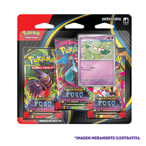 Blister Triplo Pokémon Cottonee ME02 fogo Fantasmagórico