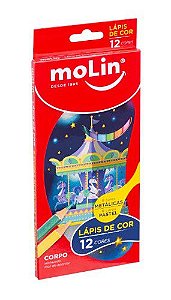 Lapis De Cor 12 Cores Pastel/metalico - Molin