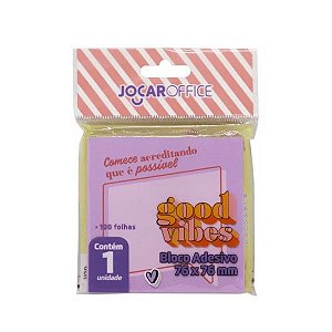 Bloco Adesivo 76x76mm 100f Good Vibes Lilas -jocar