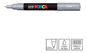 Caneta Bulled Shaped 0,7mm Posca 1m Prata - Uni