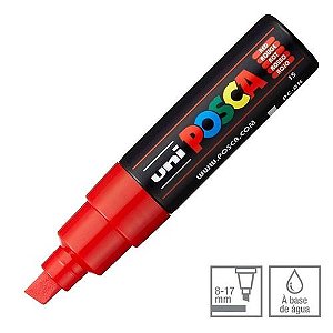 Caneta Chisel Shaped Posca 8k Vermelho - Uni