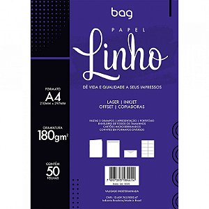 Papel A4 180g C/50f Linho Branco - Bahia Artes