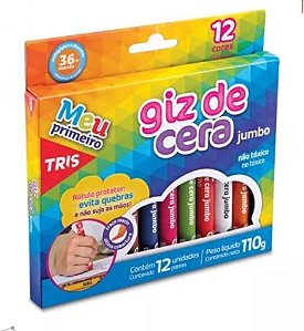 Giz Cera 12 Cores Triangular Jumbo - Tris