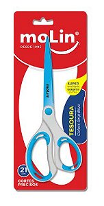 Tesoura Colors Grip 21cm Azul - Molin