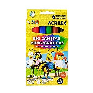 Big Canetinhas Hidrograficas C/6 Sortidas-acrilex