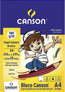 Papel Escolar Desenho A4 20f Branco - Canson