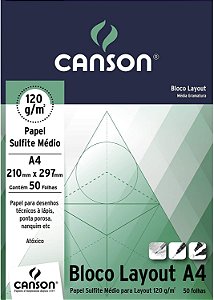 Bloco Layout A4 120g 50f Estudante - Canson