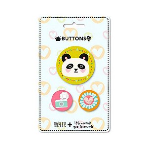 Buttons Trio Panda - Me Encanta