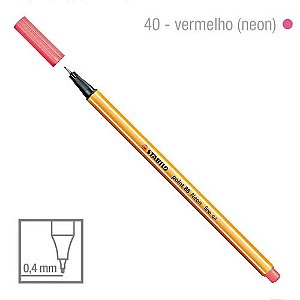 Caneta Point 88/040 0,4mm Neon Vermelho - Stabilo
