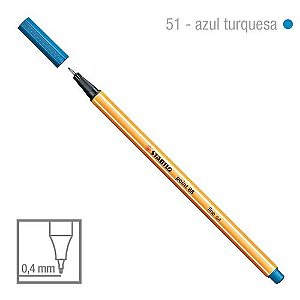 Caneta Point 88/51 0,4mm Azul Turquesa - Stabilo