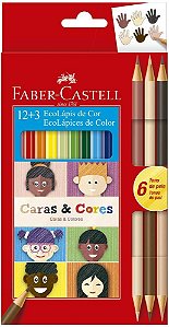 Ecolapis Cor C/12 + 3 Caras & Cores -faber Castell