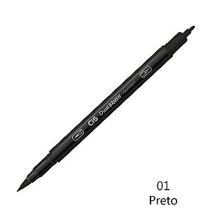 Marcador Dual Brush Aquarelavel 01 Preto - Cis