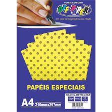 Papel A4 120g 10f Metalizado Poa Amarelo -offpaper