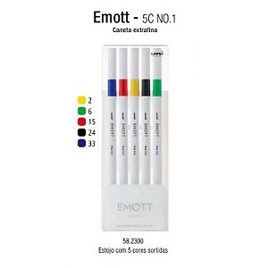 Estojo C/5 Canetas Emott 0,4mm Vivid Colors - Uni