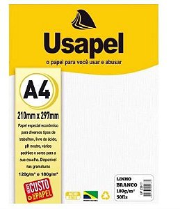 Papel Linho A4 180g 50f Usapel Branco - Filipaper