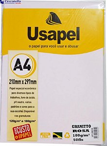 Papel Granitto A4 180g/m2 50f Rosa - Usapel