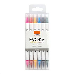 Estojo C/6 Marcador Evoke Dual Brush Pen - Brw