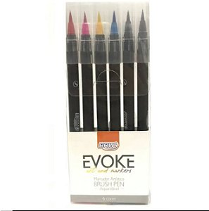 Estojo C/6 Marcador Brush Pen Pastel - Brw