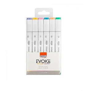 Estojo C/6 Marcador Evoke Dual Cores Pastel - Brw