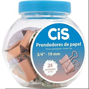 Binder Clips 19mm C/24 Metal Coracao Rosa - Cis