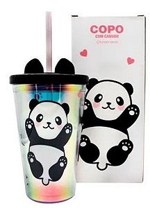 Copo 500ml C/canudo E Textura Orelha Panda - Zona