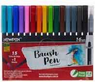 Pincel C/16 Brush Pen Sortido - Newpen