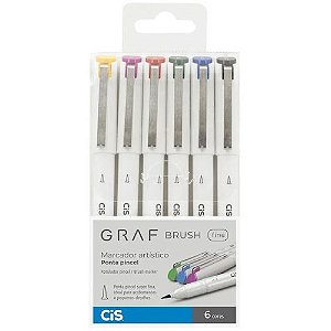 Estojo C/6 Marcador Graf Brush Fine Sortido - Cis