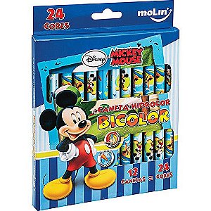 Hidrocor Bicolor 24 Cores Mickey - Molin