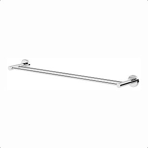 Porta Toalhas Duplo Para Banheiro 65cm Prata Polido Athenas 1031065AT