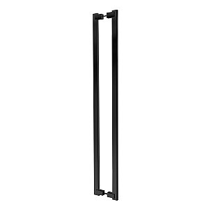 Puxador Duplo Para Porta em Inox 30cm Preto Fosco Modelo Chronos Portas de Madeira e Vidro Grego Metal