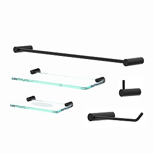 Kit De Acessórios Para Banheiro Suporte Preto Orion 2110OR