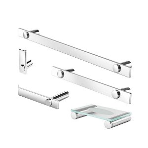 Kit Acessórios Para Banheiro Inox Prata Polido Patmos 2080PM
