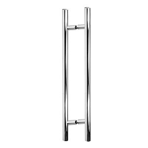 Puxador Para Portas Duplo em Aço Inox Prata Alto Brilho 40cm portas: pivotante/madeira/vidro/alumínio Modelo Egeu
