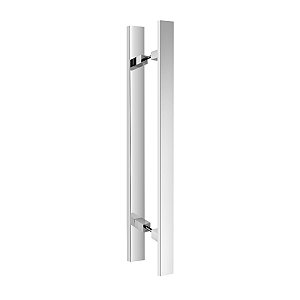 Puxador Inox Para Porta Pivotante Madeira Vidro Correr 50cm Polido Alto Brilho Modelo Eros