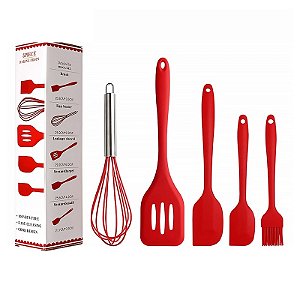 Kit c/ 5 Utensilios De Cozinha Silicone