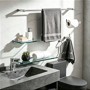 Kit De Acessórios Para Banheiro troia Utilidades Lavabo De Box e Pia 5 Peças Grego Metal