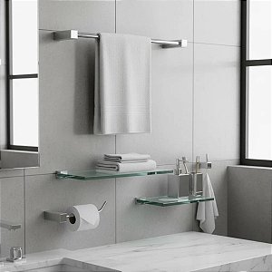 Kit De Acessórios Para Banheiro Quadrado Troia Lavabo Box E Pia 2110TR Grego Metal