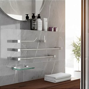 Kit De Acessórios Para Banheiro Quadrado Troia Lavabo Box E Pia 2080TR Grego Metal