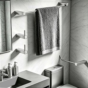 Kit De Acessórios Para Banheiro Troia 4 Peças Utilidades De Box, Pia e Lavabo Grego Metal
