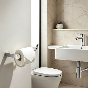 Porta Papel Higiênico Quadrado Troia Papeleira Para Banheiro Lavabo Acessório Grego Metal
