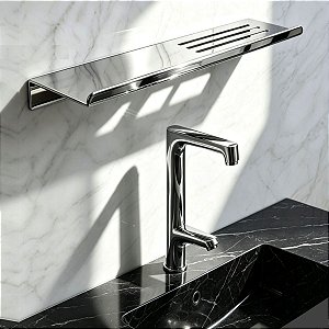 Porta Shampoo Suporte Prateleira Grega Em Aço Inox 30cm Para Banheiro, Pia, Box e Lavabo Acessório Grego Metal