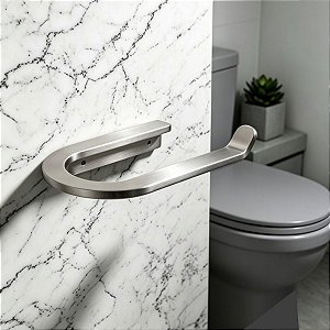 Porta Papel Higiênico Agata Suporte Papeleira Em Aço Inox Para Banheiro, Pia, Box e Lavabo Acessório Grego Metal