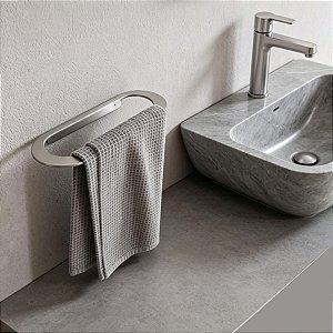Porta Toalha De Rosto Agata Em Aço Inox 35cm Para Banheiro, Pia, Box e Lavabo Acessório Grego Metal