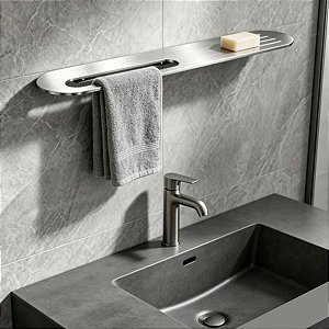 Porta Shampoo Prateleira Suporte Triplo Agata Em Aço Inox 60cm Para Banheiro Acessório Grego Metal