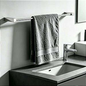 Porta Toalha De Banho Quadrado Troia 52cm Toalheiro Para Banheiro, Pia E Box Acessório Grego Metal