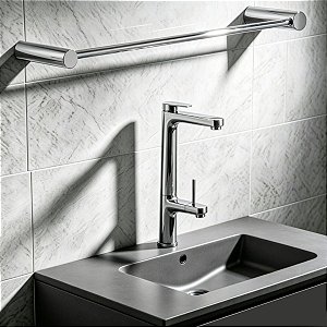 Porta Toalha De Banho Redondo Orion 52cm Toalheiro Para Banheiro, Pia E Box Acessório Grego Metal