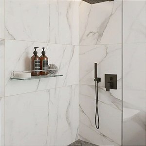 Prateleira Porta Shampoo Com Proteção Orion Suporte Vidro Para Box e Pia Grego Metal