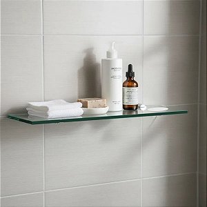 Prateleira Dupla Porta Shampoo Orion Suporte De Vidro Para Banheiro Acessório Grego Metal