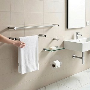 Kit De Acessórios Para Banheiro Orion Lavabo Box E Pia 2090OR Grego Metal