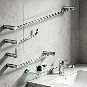 Kit De Acessórios Para Banheiro Orion Suporte Parede Lavabo, Box Grego Metal